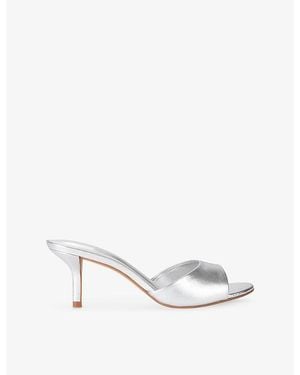 Steve Madden Kendrix 47 Metallic-Leather Heeled Sandals - White