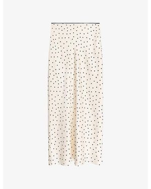 OMNES Monty Polka Dot Satin Maxi Skirt - Natural