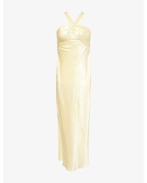 RIXO London Losanna Halterneck Satin Gown - Metallic
