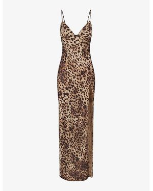Skims Dolce & Gabbana X -Print Stretch-Silk Maxi Slip Dress - Brown