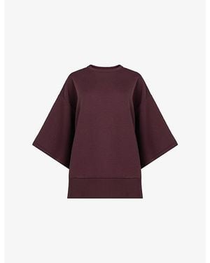 eem Round-Neck Loose-Fit Cotton-Blend Top - Purple
