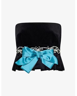 Valentino Garavani Bow-Embellished Crop Stretch-Cotton Top - Black