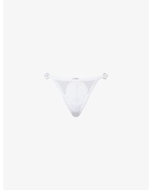 LIVY Kimbaku String Embroidered Tulle Thong - White