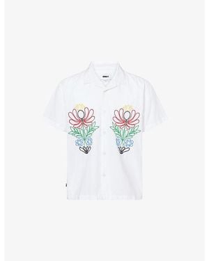 Obey Perry Embroidered Cotton And Linen-Blend Shirt - White