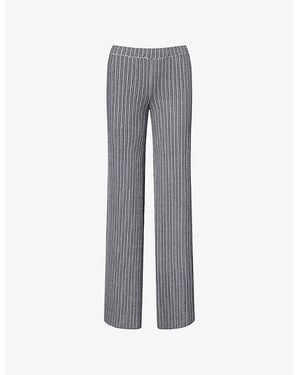 Stine Goya Flared-Leg Ribbed Knitted Pants - Gray