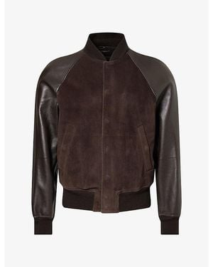 Tom Ford Soft Suede And Leather Bomber Jacket - Black