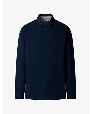 Hackett Checked-Trim Regular-Fit Cotton-Jersey Rugby Shirt - Blue