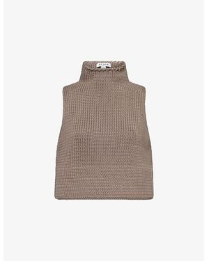 Alaïa Crop Sleeveless Cotton-Blend Top - Brown