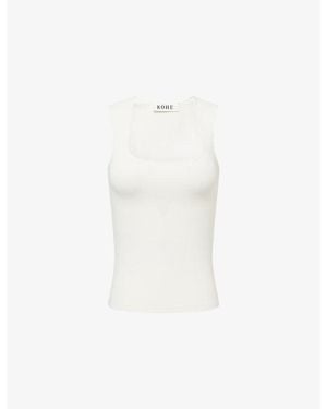 RÓHE Frames Square-Neck Bustier Knitted Top - White