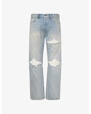 Amiri Suede Straight-Leg Denim Jeans - Blue