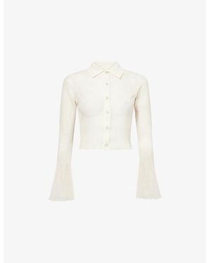 CFCL Hypha Sheer Glitter Pleated Woven Cardigan - White