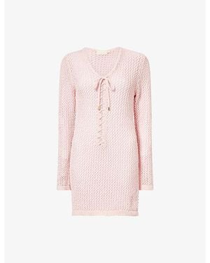Cheap Monday Corossol Laced Knitted Mini Dress - Pink