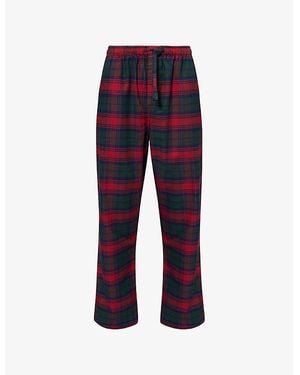 Derek Rose Chek-Print Straight-Leg Cotton Pajama Bottoms - Blue