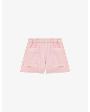 Maje Brand-Embroidered Elasticated-Waist Cotton Shorts - Pink