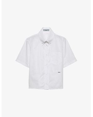 Prada Logo-Embroidered Cotton Poplin Shirt - White
