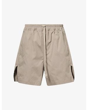 Rick Owens Drawstring Slip-Pocket Cotton Shorts - Grey