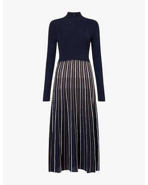 ME+EM Striped Merino-Wool Maxi Dress - Blue