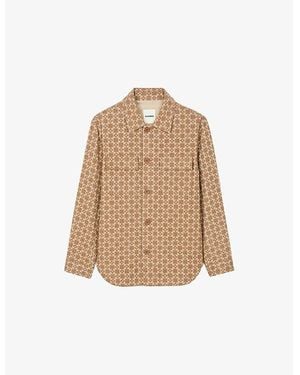 Sandro Square-Cross Jacquard Stretch Wool-Blend Overshirt - Natural