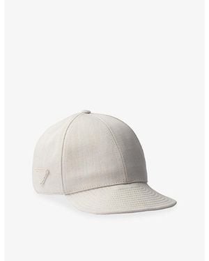 Prada Triangle-Logo Denim Baseball Cap - White
