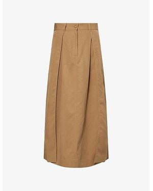 ME+EM Pleated Fluid Woven Maxi Skirt - Natural
