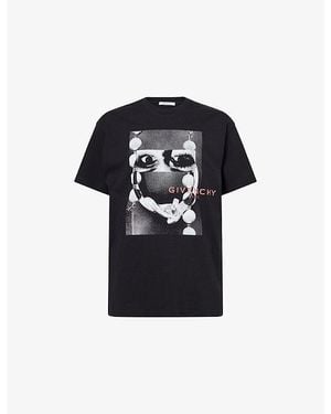 Givenchy Graphic-Print Crewneck Cotton-Jersey T-Shirt - Black