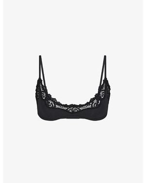 Skims Fits Everybody Lace-Trimmed Stretch-Woven Bra - Black
