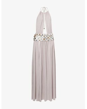 Jaded London Oryx Shell-Embellished Stretch-Jersey Maxi Dress - Grey