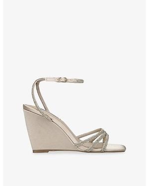 Steve Madden Aubri Satin Wedge Sandals - White