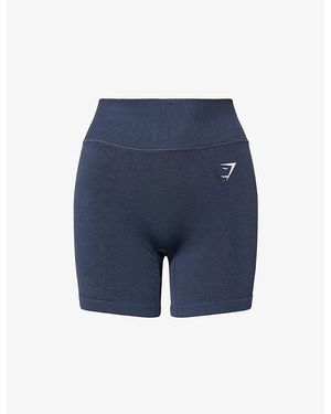 GYMSHARK Interval Seamless Logo-Print Shorts - Blue