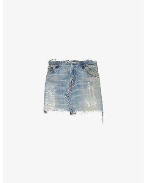 Casey Jean By Jean Vintage Deconstructed Denim Mini Skirt - Blue