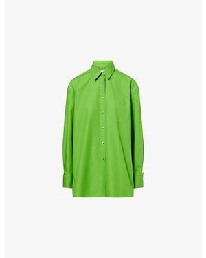 KHAITE Newton Relaxed Cotton Shirt - Green