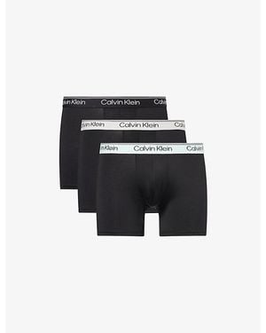 Calvin Klein Micro Stretch Pack Of Three Stretch-Woven Boxer Briefs - Black