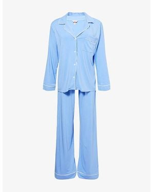 Eberjey Gisele Piped-Trim Stretch-Jersey Pyjamas - Blue