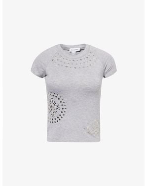 Jaded London Studded Marl Stretch-Woven Top - Grey