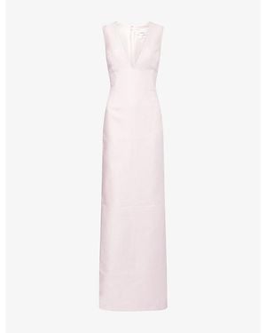Shona Joy Otis Plunge-Neck Cotton-Blend Maxi Dress - Pink