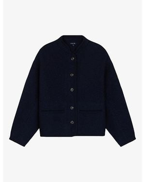 Soeur Olympe Cropped Boxy-Fit Wool Jacket - Blue