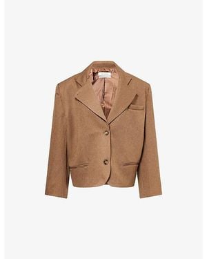 Atelier Ninety Five The Oversized Boxy Woven Blazer - Brown