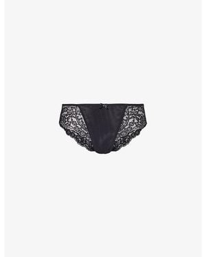Panache Ana Brazilian Mid-Rise Stretch-Lace Briefs - Black