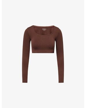 ADANOLA Classic Seamless Open-Back Gym Top - Brown