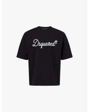 DSquared² Signature Brand-Embroidered Cotton T-Shirt - Black