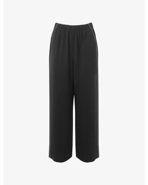 Whistles Stitch-Embroidered Elasticated-Waist Crepe Trousers - Black