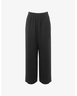 Whistles Stitch-Embroidered Elasticated-Waist Crepe Pants - Black