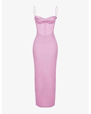 House Of Cb Charmaine Corset Satin Maxi Dress - Pink