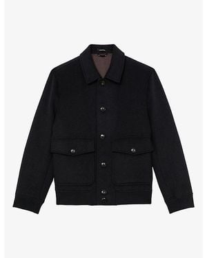 Reiss Deluca Flap-Pocket Wool-Blend Jacket - Black