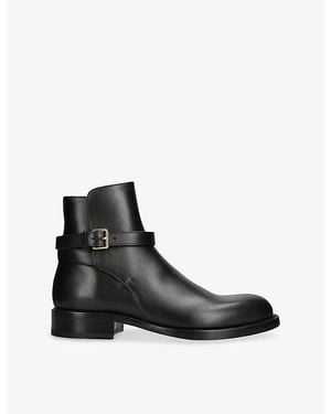 The Row Nobilis Buckle Leather Ankle Boots - Black