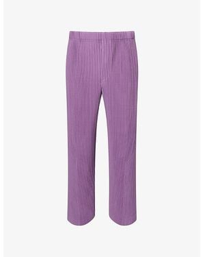 Homme Plissé Issey Miyake Pleats Straight-Leg Knitted Pants - Purple