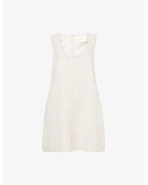 Dissh Lotus Scoop-Neck Linen Mini Dress - White