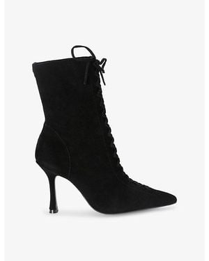 Carvela Kurt Geiger Leoni Lace-Up Suede Heeled Ankle Boots - Black