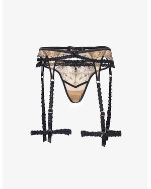 Lounge Underwear Catherine Floral-embroidered Two-piece Lace Set - Black