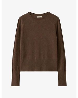 JOSEPH Melby Round-Neck Cashmere Top - Brown